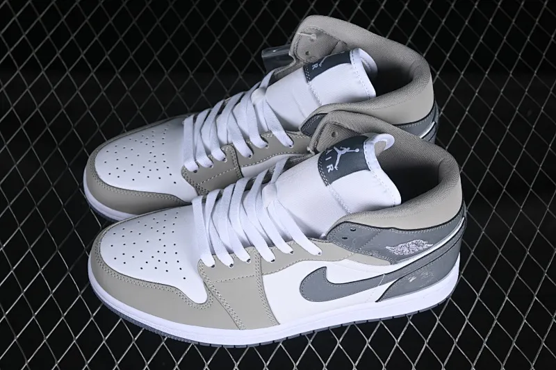 All categories Air Jordan Jordan series basketball shoes Air Jordan 1 Mid Air Jordan 1 Mid AJ1 Joe 1 white gray mid-top cultural and casual sneakers HF3193-100